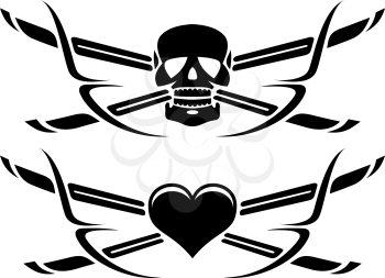 Royalty Free Clipart Image of Love and Death Tattoos