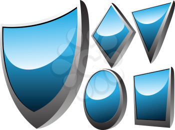 Royalty Free Clipart Image of a Set of Shields