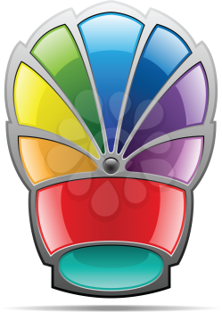 Royalty Free Clipart Image of a Rainbow Badge