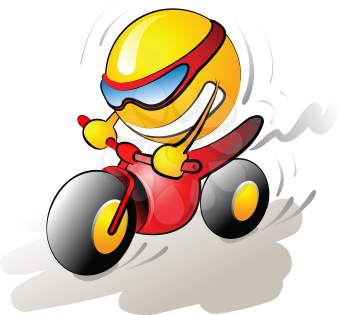 Royalty Free Clipart Image of a Smiley Riding a Bike