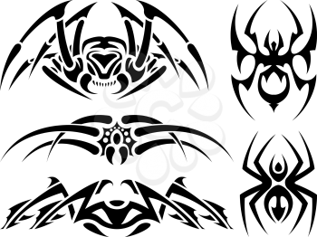Royalty Free Clipart Image of Spider Tattoos