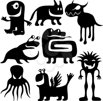 Royalty Free Clipart Image of Strange Characters