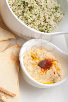 Royalty Free Photo of Arab Tabouli Couscous with Hummus