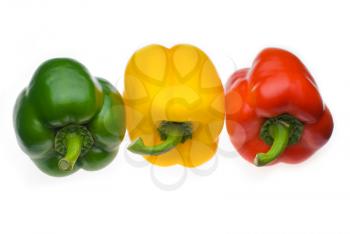 fresh colorfull bell peppers isolated over white background