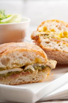 traditional Italian ciabatta panini sandwich chicken vegetables and aioli