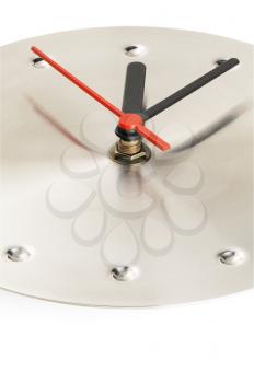 stainless steel wall clock  on white background