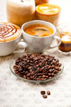 group selection of different Italian coffee type
