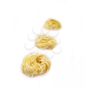 fresh homemade  italian tagliatelle eggs pasta isolated on white