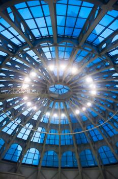 shopping mall glass dome ceiling  interior view