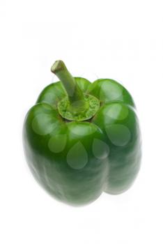 fresh green bell pepper isolated over white background