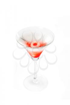 Lychee martini cocktail straight up isolated on white background