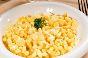 fresh original american style macaroni and cheese with parsley on top ,tipycal american food