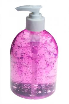 colorfull hair gel bottle over white background