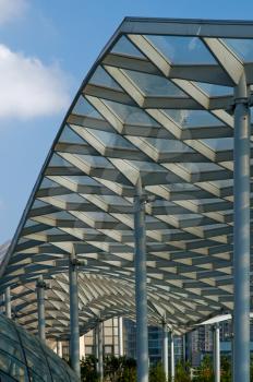 Shanghai new bund puxi architectural dettail view of futuristic roof