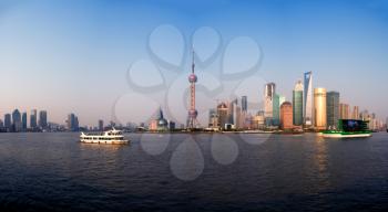 shanghai pudong finacial district wide panoramic view 