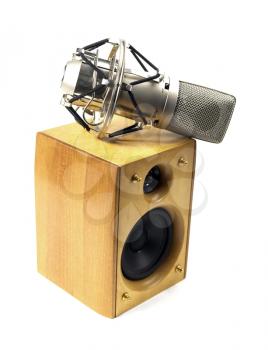 speaker and microphone on white background
