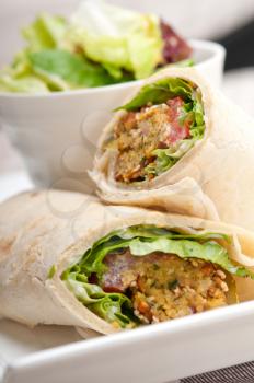 falafel pita bread roll wrap sandwich traditional arab middle east food