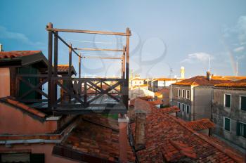 Venice Italy altana typical wood terrace on the roof
