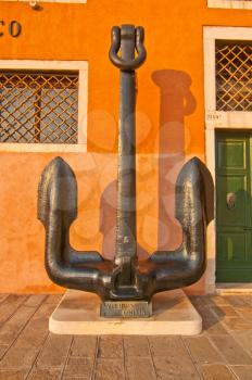 Venice Italy Naval museum front view with the enormous anchors at sestriere of Castello