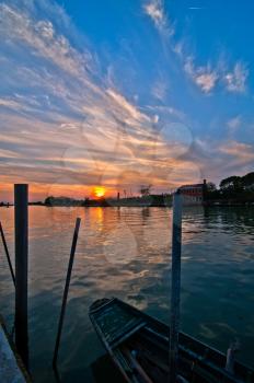 beautiful sunset on Italy Venice Burano island 