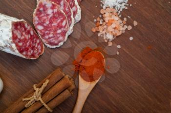Italian salame cured sausage