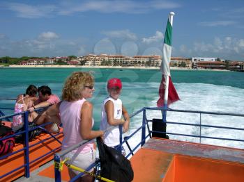 Royalty Free Photo of People on the Cozumel Ferry