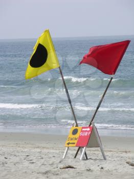 Royalty Free Photo of Swim and Surf Flags