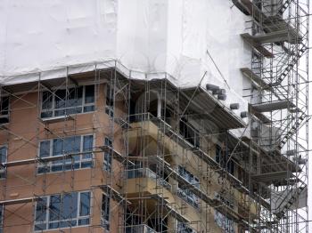 Royalty Free Photo of a Building and Scaffolding