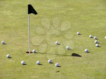 Royalty Free Clipart Image of a Practice Hole at Golf
