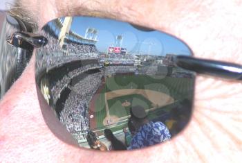 Royalty Free Photo of a Baseball Field Reflected in Sunglasses