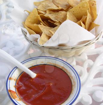 Royalty Free Photo of Tortilla Chips And Spicy Salsa