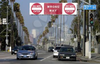 Royalty Free Photo of a Freeway Exit Ramp In Los Angeles