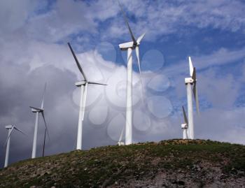 Royalty Free Photo of Wind Turbines Near Palm Springs