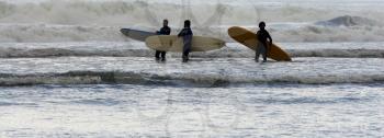 Royalty Free Photo of Surfers in the Ocean