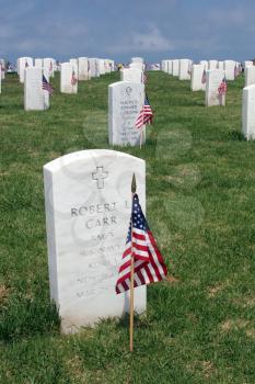 Royalty Free Photo of Gravestones at a National Cemetery