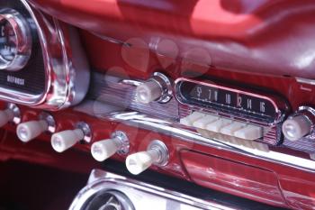 Royalty Free Photo of the Dashboard in a 1963 Ford Sprint