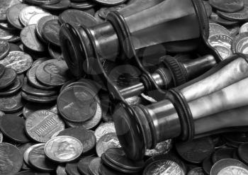 Royalty Free Photo of Opera Glasses and Coins