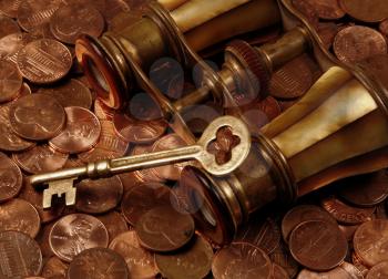 Royalty Free Photo of Opera Glasses on Coins