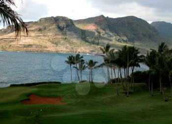 Royalty Free Photo of a Golf Course on The Hawaiian Island of Kauai