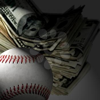 Royalty Free Photo of a Baseball and Money