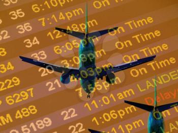 Royalty Free Photo of an Airplane and Arrival Times