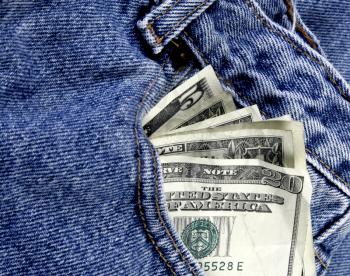 Royalty Free Photo of Money in a Jean Pocket