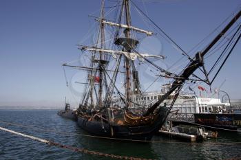 Royalty Free Photo of a Pirate Ship in Port in San Diego, California