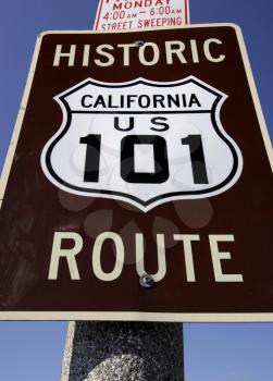 Royalty Free Photo of a Historic US Route 101 Road Sign