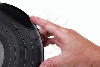 Royalty Free Photo of a Man Holding a Vinyl Record
