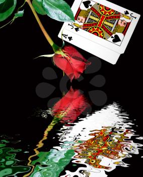 Royalty Free Photo of Playing Cards and a Rose