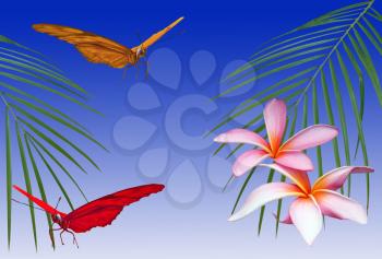 Royalty Free Photo of Butterflies and Flowers