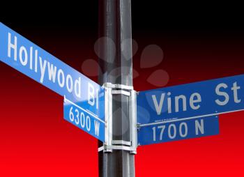 Royalty Free Photo of Hollywood and Vine Street Sign
