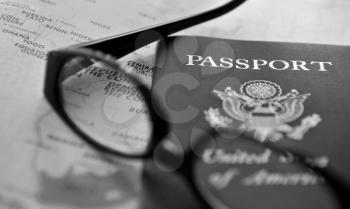 Royalty Free Photo of a Passport and Map