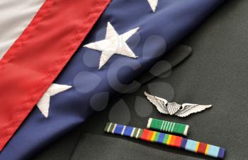 Royalty Free Photo of Army Medals and American Flag